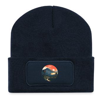 Paysage volcanique de Lombok Coucher de soleil - Beanie recyclé à patch - bleu marine - Devant