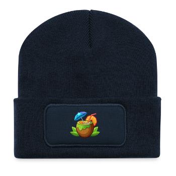 Tropisches Kokosnussgetränk - Recycelte Patch Beanie - French Navy - Vorne