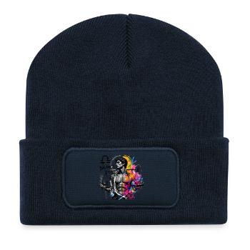 Waagemänner – Astrologiegeschenk - Recycelte Patch Beanie - French Navy - Vorne