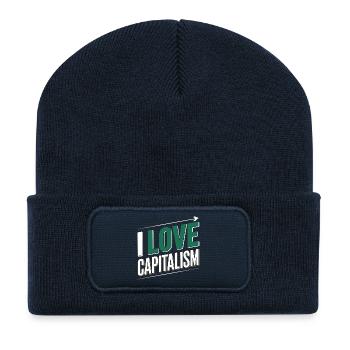 I Love Capitalism Unternehmer Aktien Kapitalismus - Recycelte Patch Beanie - French Navy - Vorne