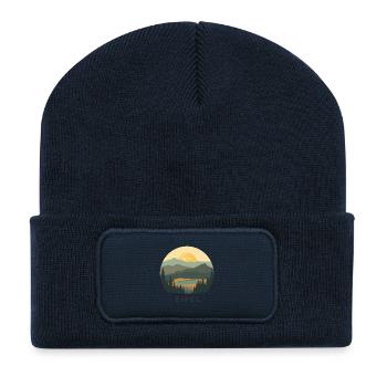 Eifel Maar | Vintage Nature Travel Poster - Recycelte Patch Beanie - French Navy - Vorne