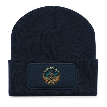 Solo-, aber niemals einsames Bikepacking-Patch - Recycelte Patch Beanie - French Navy - Vorne