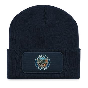 Mein Fahrrad Mein Zelt Mein Frieden Bikepacking - Recycelte Patch Beanie - French Navy - Vorne