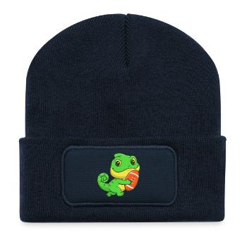 Dino-Gridiron-Niedlichkeit - Recycelte Patch Beanie - French Navy - Vorne
