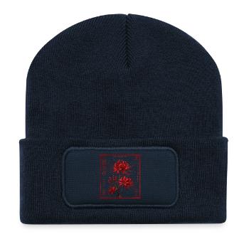 Japan Blume Rote Lilie  - Recycelte Patch Beanie - French Navy - Vorne
