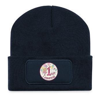 1. Geburtstag Ballerina  - Recycelte Patch Beanie - French Navy - Vorne