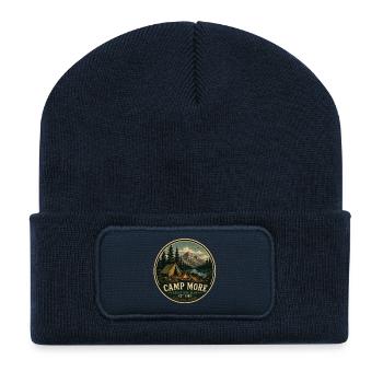 Camp More Vintage-Abenteuergrafik - Recycelte Patch Beanie - French Navy - Vorne