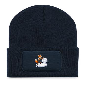 Fuchs Wolkenbildhauer formt weiches Wolkensofa - Recycelte Patch Beanie - French Navy - Vorne