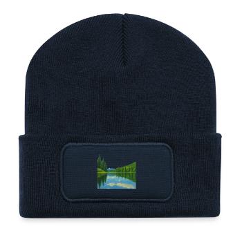 Forest reflections on a peaceful lake - Recycled Patch Beanie - french navy - Front