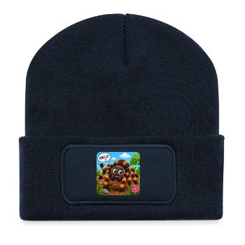 Comic Spinne - Recycelte Patch Beanie - French Navy - Vorne