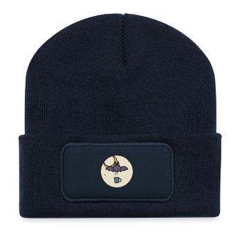 Night Flyer Bat with Tea Cup - Recycled Patch Beanie - french navy - Front