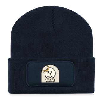 Lesegeist im Mondlicht - Recycelte Patch Beanie - French Navy - Vorne
