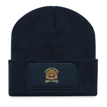 Sunset Cruiser: Klassisches Retro-Auto - Recycelte Patch Beanie - French Navy - Vorne