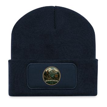 Mountain Explorer Vintage-Abenteuergrafik - Recycelte Patch Beanie - French Navy - Vorne