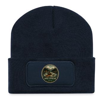 Kayak Expedition Vintage-Abenteuergrafik - Recycelte Patch Beanie - French Navy - Vorne