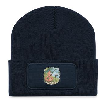 Wie du mir, so ich dir – Wurm angelt Angler - Recycelte Patch Beanie - French Navy - Vorne