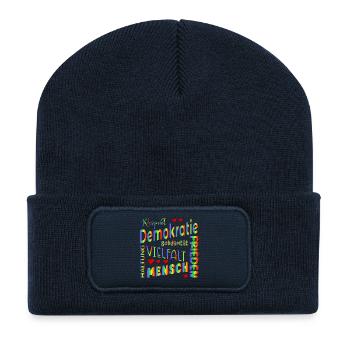 Regenbogen Wählen Demokratie - Recycelte Patch Beanie - French Navy - Vorne