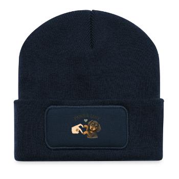 Dachshund Gift | Cute Dog Design Paws & Love - Recycled Patch Beanie - french navy - Front