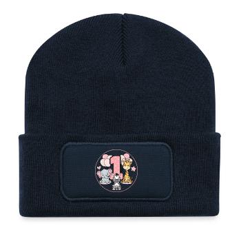 First Birthday Animal Friends Circle - Recycled Patch Beanie - french navy - Front