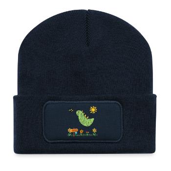 Dino Garden Green Kids - Recycled Patch Beanie - french navy - Front