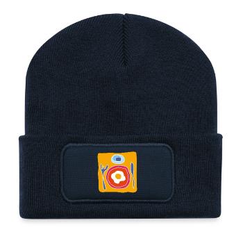 Colorful Fried Egg – Pop Illustration - Recycled Patch Beanie - french navy - Front