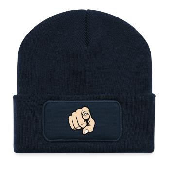 Pointing Finger You Gesture Sticker Design - Recycled Patch Beanie - french navy - Front