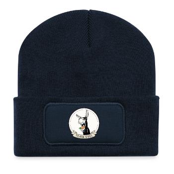Team Esel | Lustiger Esel mit Möhre für Eselfans - Recycelte Patch Beanie - French Navy - Vorne
