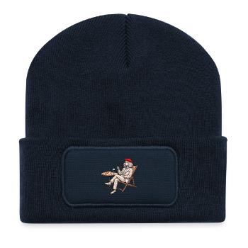 Sophisticate French Poodle Wein & Käse Original - Recycelte Patch Beanie - French Navy - Vorne