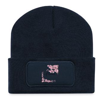 Cherry blossom frame in watercolor pink - Recycled Patch Beanie - french navy - Front