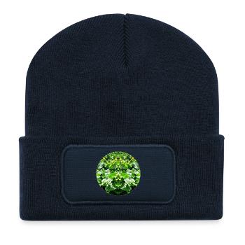 Nature Mandala Water Plant Mirrored - Recycled Patch Beanie - french navy - Front