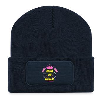 Reine du Ménage - Beanie recyclé à patch - bleu marine - Devant
