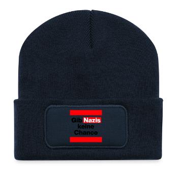 GIB NAZIS KEINE CHANCE, NO NZS, NO AFD, DEMOKRATIE - Recycelte Patch Beanie - French Navy - Vorne