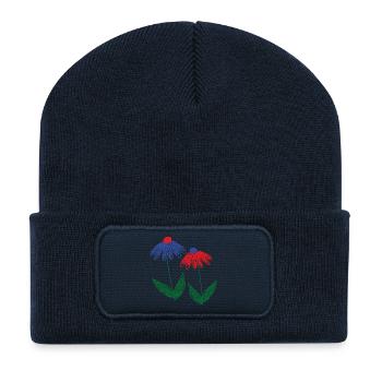 Flowers Blue Red - Recycled Patch Beanie - french navy - Front