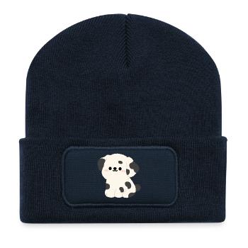 Dalmatian Puppy Plush Print - Recycled Patch Beanie - french navy - Front