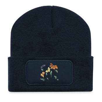 Flowers - Recycled Patch Beanie - french navy - Front