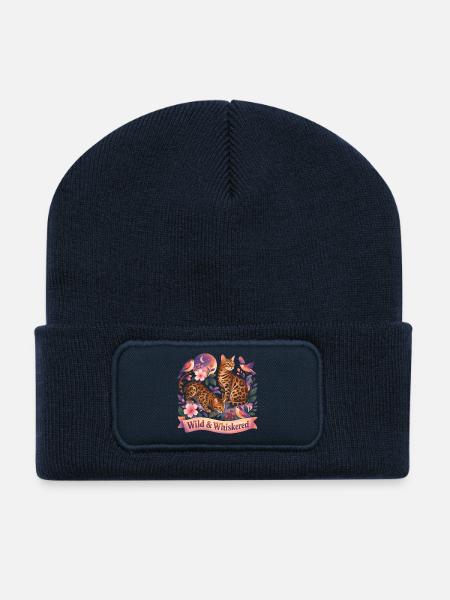 Magical Nature Bengal Cat - Recycled Patch Beanie - french navy