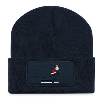 Christmas Dog Dachshund - Recycled Patch Beanie - french navy - Front