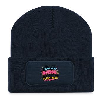 J’ai essayé d’être normal - Beanie recyclé à patch - bleu marine - Devant
