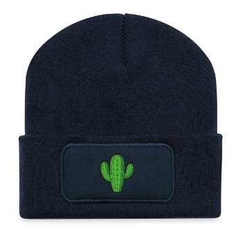Green Columnar Cactus – Sweet Desert Plant - Recycled Patch Beanie - french navy - Front