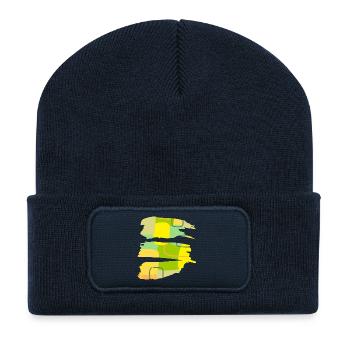Casual Kunst - abstraktes Farb-Form Design - Recycelte Patch Beanie - French Navy - Vorne