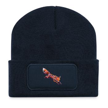 Geometric Cyber Fox - Recycled Patch Beanie - french navy - Front