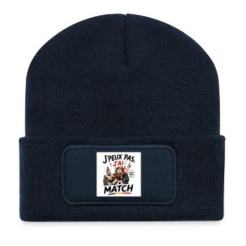 J’peux pas j’ai match - Beanie recyclé à patch - bleu marine - Devant