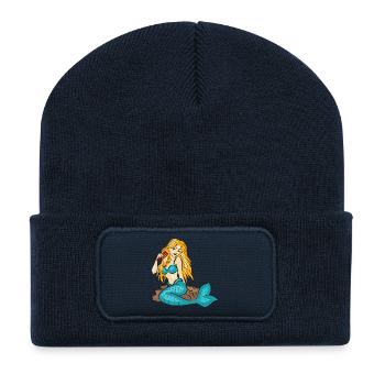 Mermaid on a rock - Recycled Patch Beanie - french navy - Front