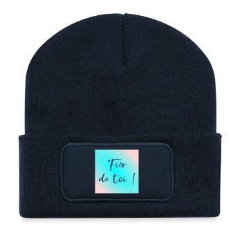 Fièr de toi - Beanie recyclé à patch - bleu marine - Devant