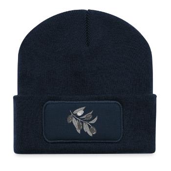 Olive Branches Grayscale - Recycled Patch Beanie - french navy - Front