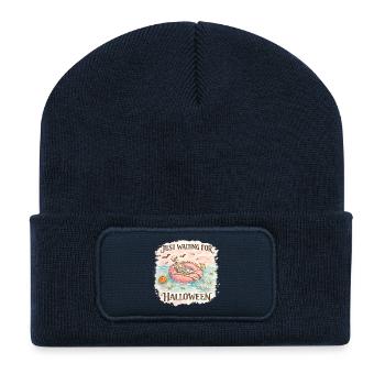 Waiting for Halloween Skeleton Hallloween Anticipation - Recycled Patch Beanie - french navy - Front