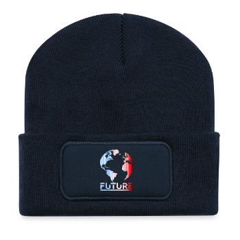 Future Globe Striped Horizon - Beanie recyclé à patch - bleu marine - Devant