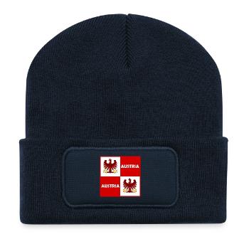 Doppeladler Rot Weiss Block - Recycelte Patch Beanie - French Navy - Vorne