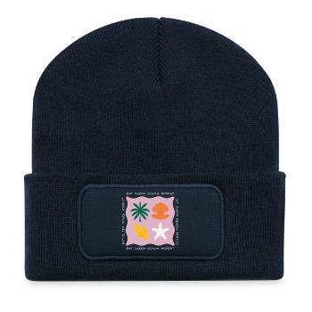 Eat Sleep Beach Repeat Beach Summer - Recycled Patch Beanie - french navy - Front
