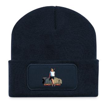 Sunset Vibes Holiday Pop Art Graphics - Recycled Patch Beanie - french navy - Front
